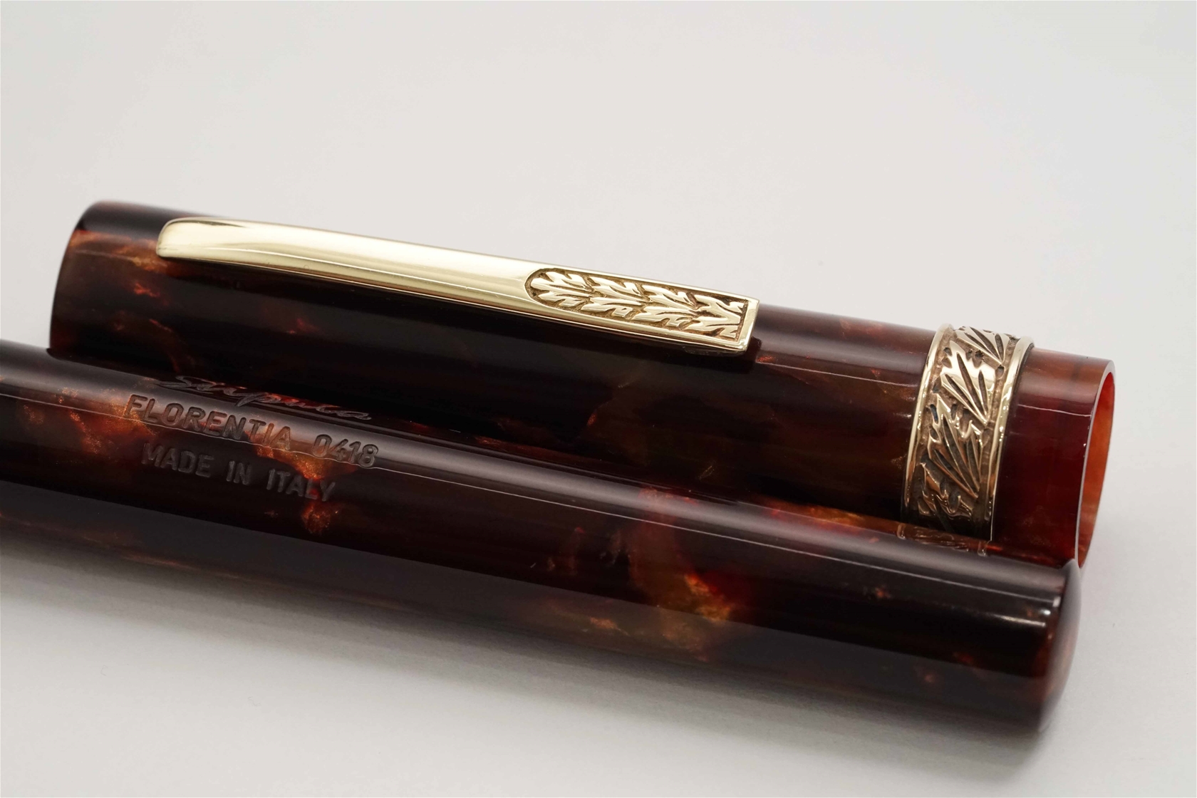 Bút máy Stipula Florentia 0418 Amber Celluloid Limited Edition Titanium B