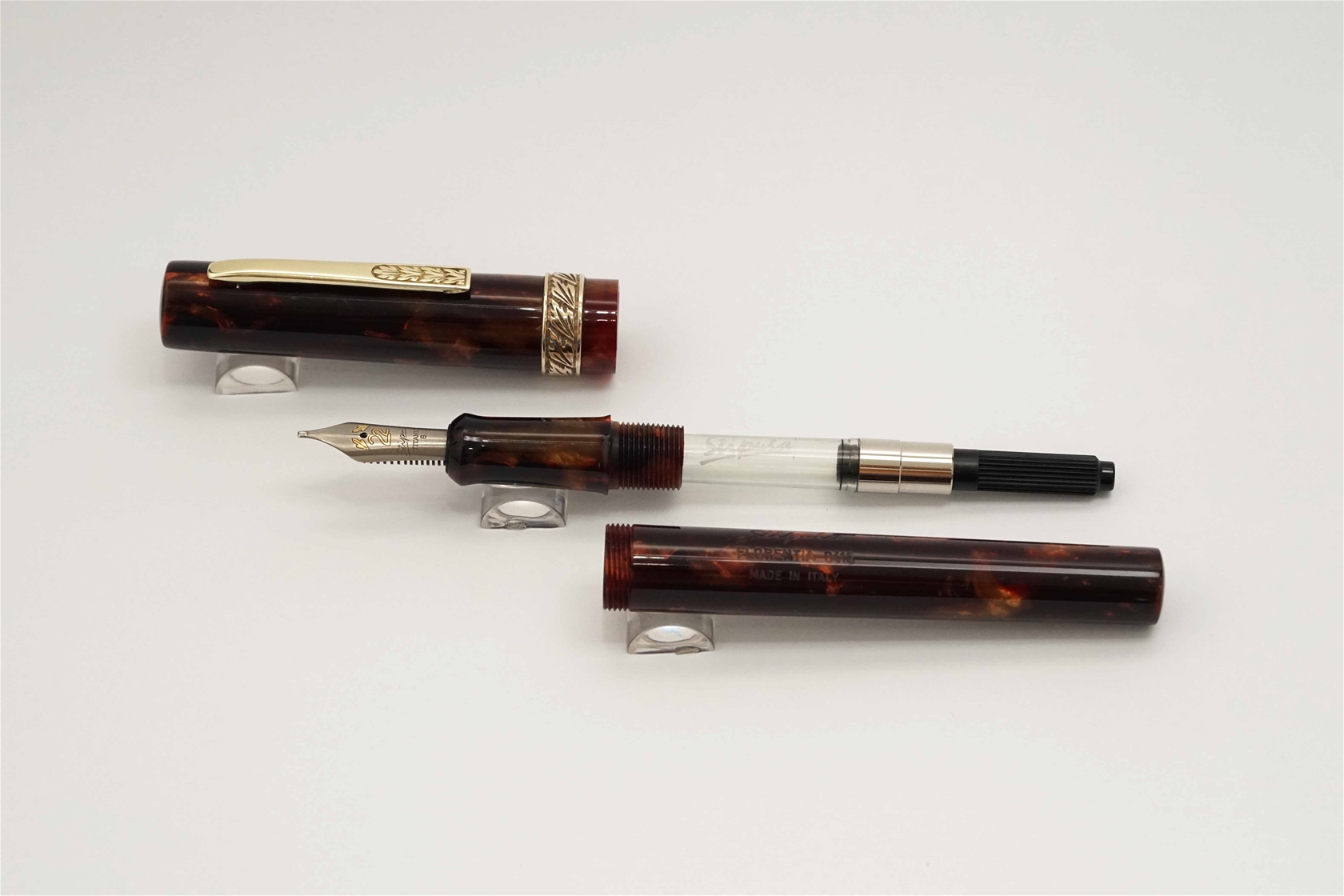 Bút máy Stipula Florentia 0418 Amber Celluloid Limited Edition Titanium B