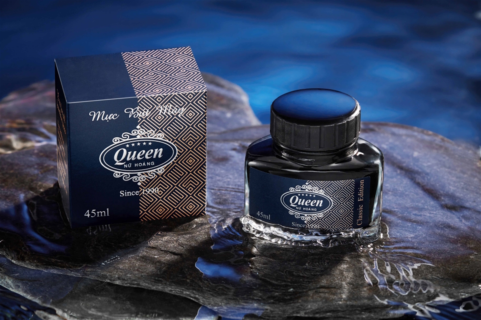 Mực bút máy Queen Premium Dark Blue Ink 45ml