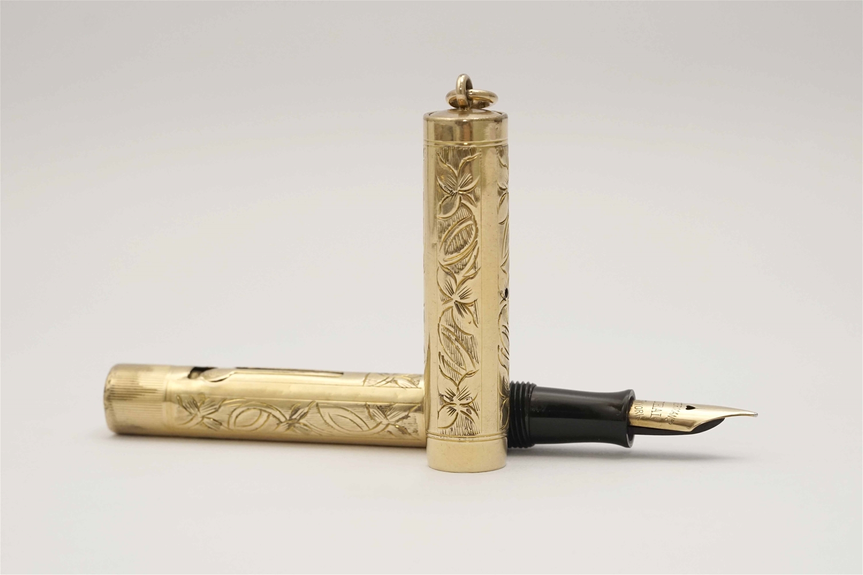 Bút máy Waterman Ideal 0552 Gold Filled Floral Pattern Lever Fill Ring Top 14K F Flexible Nib