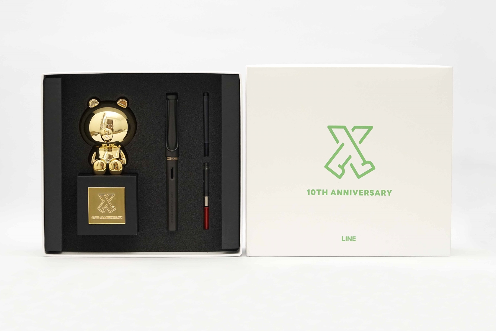 Set bút máy Lamy Safari Line 10Th Anniversary Limited Edition And Gold Color Brown Statue Steel EF