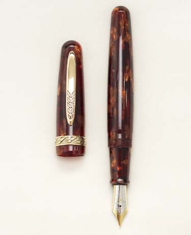 Bút máy Stipula Etruria 349 Amber Celluloid Limited Edition 18K M