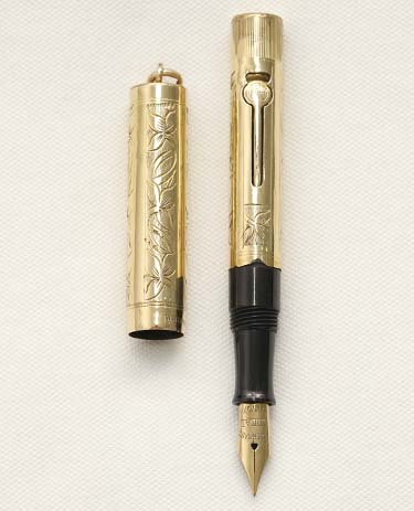 Bút máy Waterman Ideal 0552 Gold Filled Floral Pattern Lever Fill Ring Top 14K F Flexible Nib